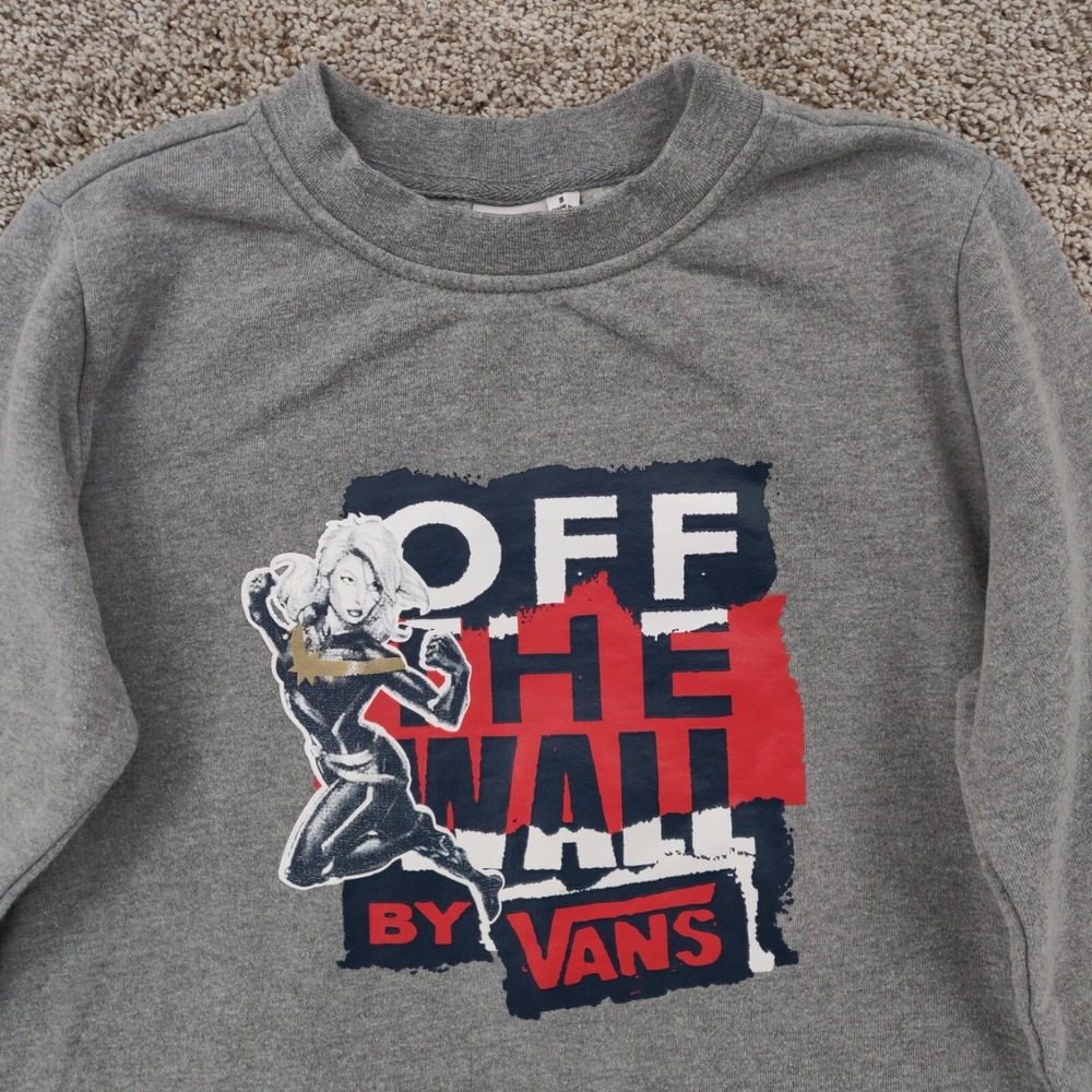 Vans Marvel Sweatshirt Womens Small S Grey Sweater Off The Wall Skate Comics